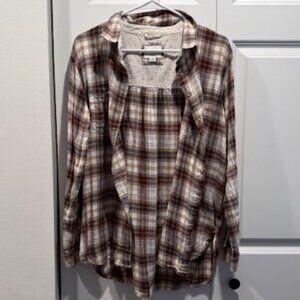 American Eagle Plaid Button Down Shirt with Eyelet Lining